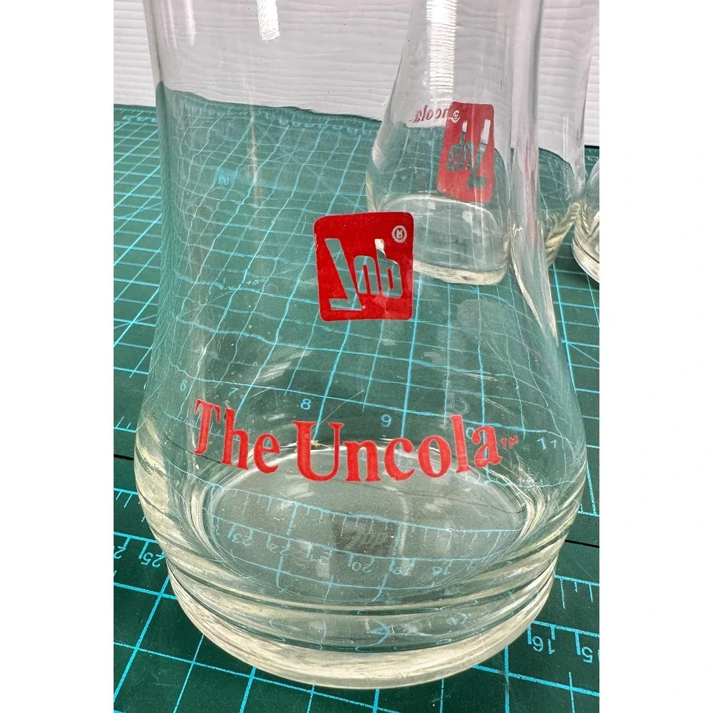 7 UP The Uncola Vintage Upside Down Drinking Glasses Set Of 3 Pilsner Glass
